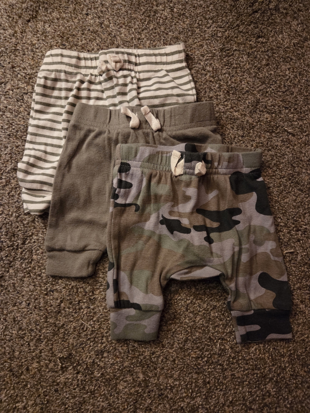Gerber Baby Jogger Pants Set - Camo, Olive, Striped Cream & Gray